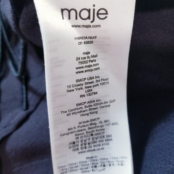 Maje Reia Nuit Sheer Lace Fringe Mini Dress Dark Blue - Picture 11 of 13